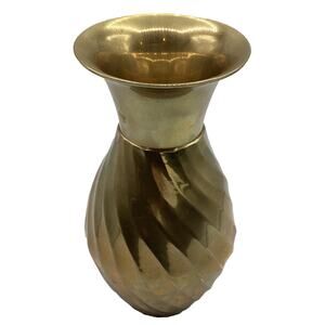 Vintage 8" Timeless Solid Brass Vase with Swirl Base and Bell End